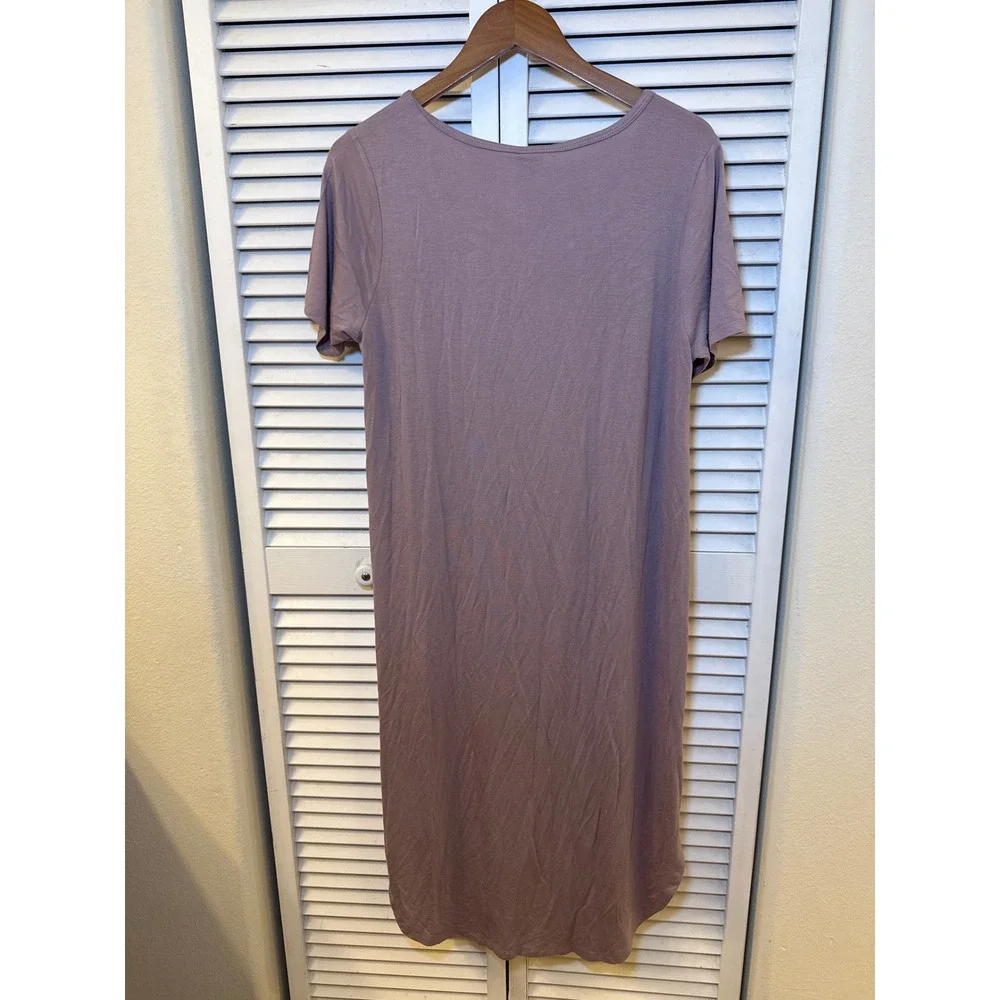 Larkspur Baby Co Women Mauve Henley Loungewear Dress Short Sleeve High Low L NEW